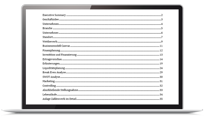 Unternehmensberatung Essen Inhalt Businessplan