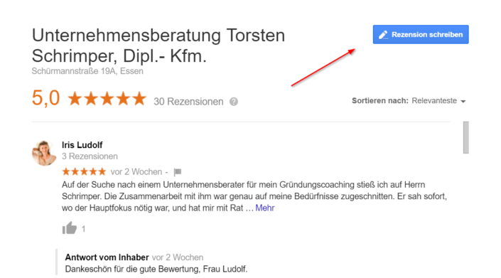 Bewertungen mit Google My Business leicht gemacht