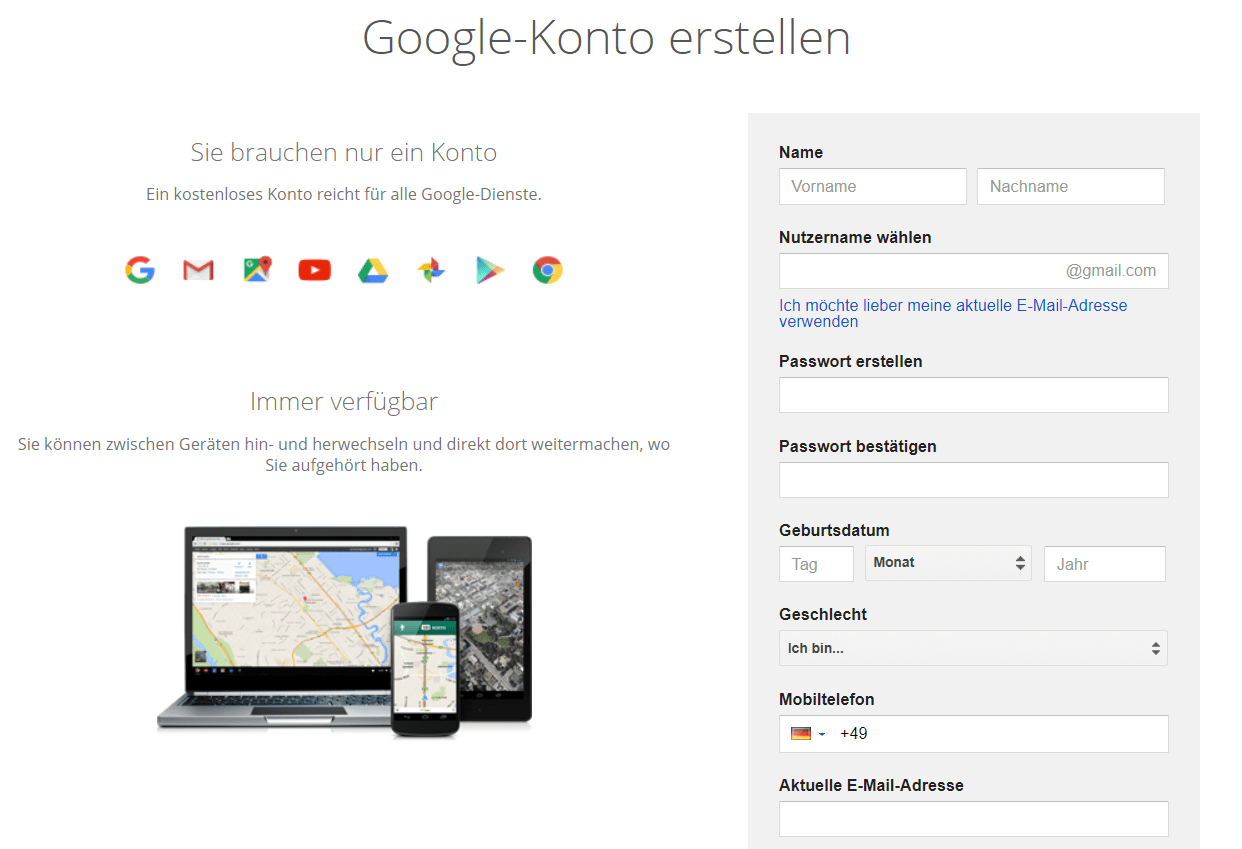 Unternehmensberatung Essen Google Konto erstellen