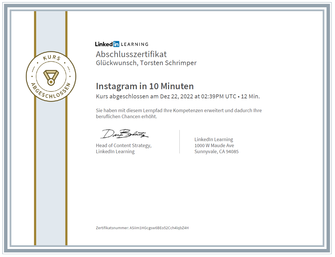 Abschlusszertifikat_Instagram in 10 Minuten