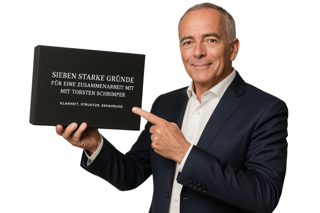 Torsten Schrimper präsentiert die sieben starken Gründe für eine Zusammenarbeit – Klarheit, Struktur, Erfahrung