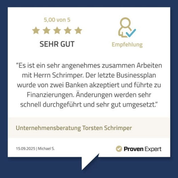 5 Sterne Bewertung für Businessplan-Erstellung von Michael S.