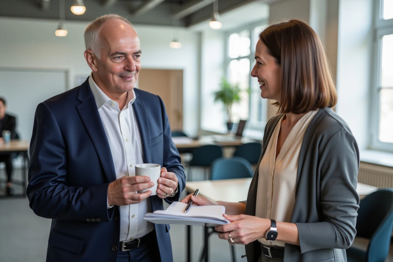 Businessplan-Beratung in Essen: Torsten Schrimper im Gespräch mit Klientin