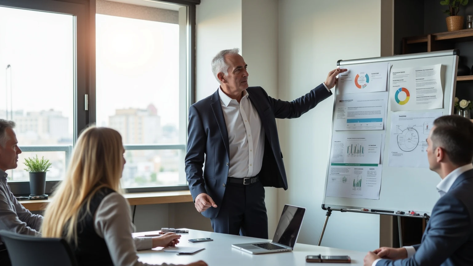 Torsten Schrimper erklärt Businessplan-Konzepte am Whiteboard