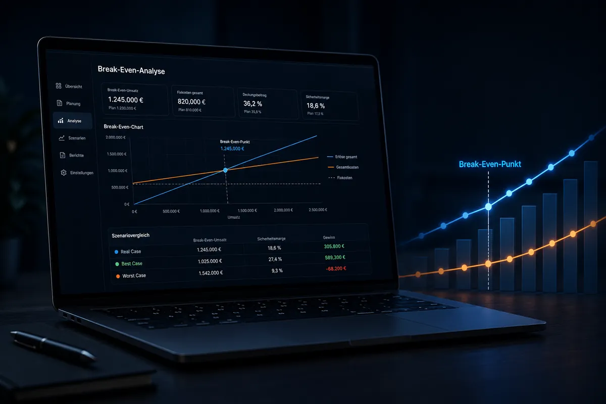 Motivbild zur Break-Even-Analyse und Szenario-Planung mit Rentas Controlling-Software