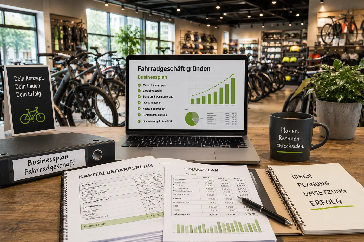 Fahrradgeschäft gründen: Businessplan, Kapitalbedarf und Finanzierung für die Fahrradladen-Gründung